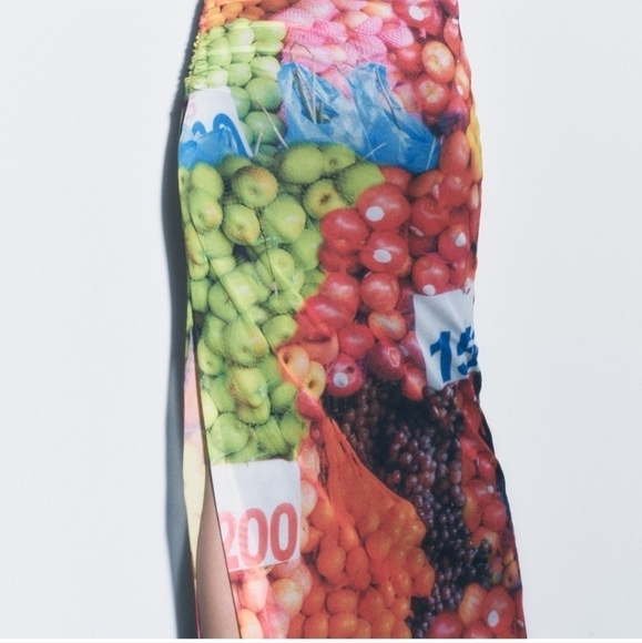 New Zara Fruit Mesh Spaghetti Strap Maxi Dress NWT Medium - Picture 11 of 17